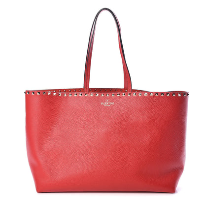 Valentino Garavani Grained Calfskin Rockstud Shoulder Tote Rouge Pur 1 of 8