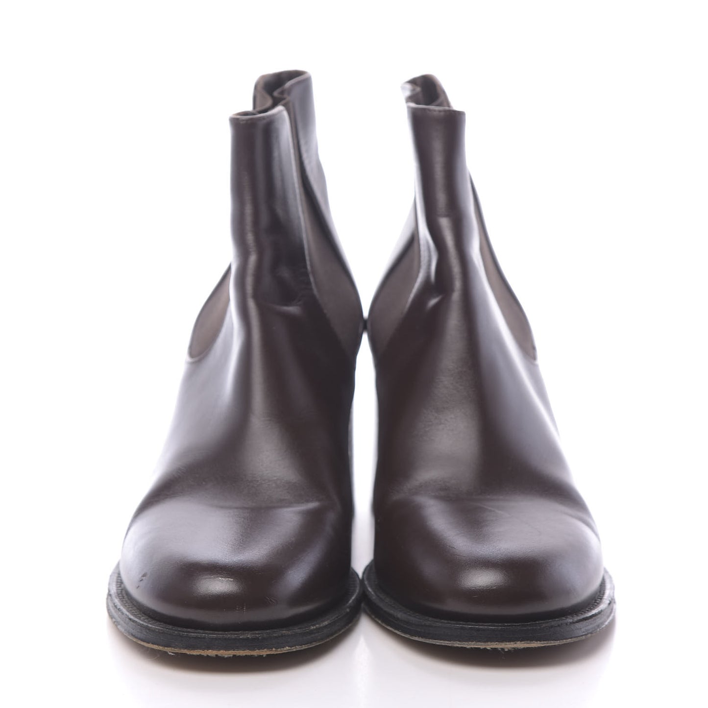 Glazed Calfskin Short Boots 39 Dark Brown