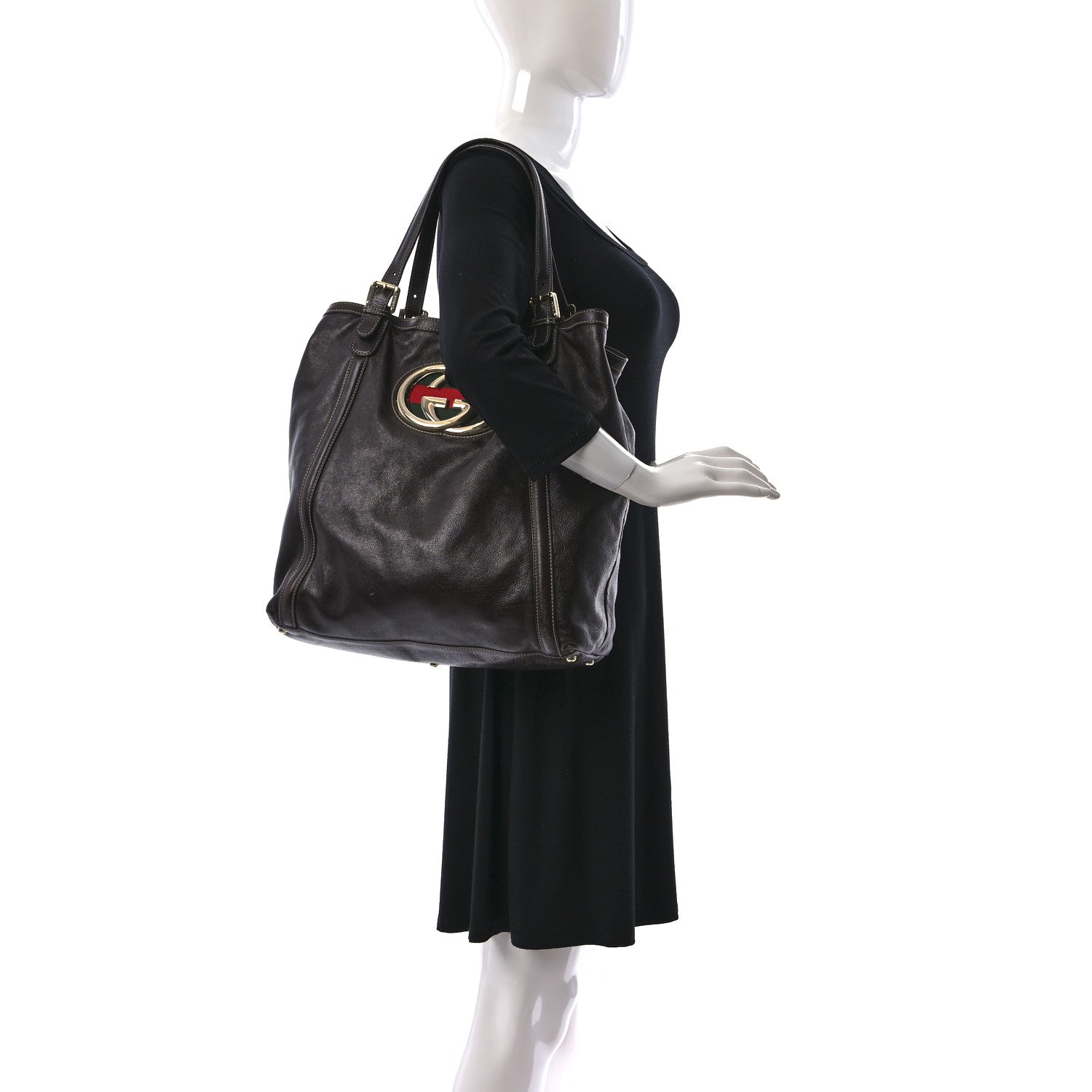 Gucci Calfskin Large Interlocking G Shoulder Bag Brown 3 of 13