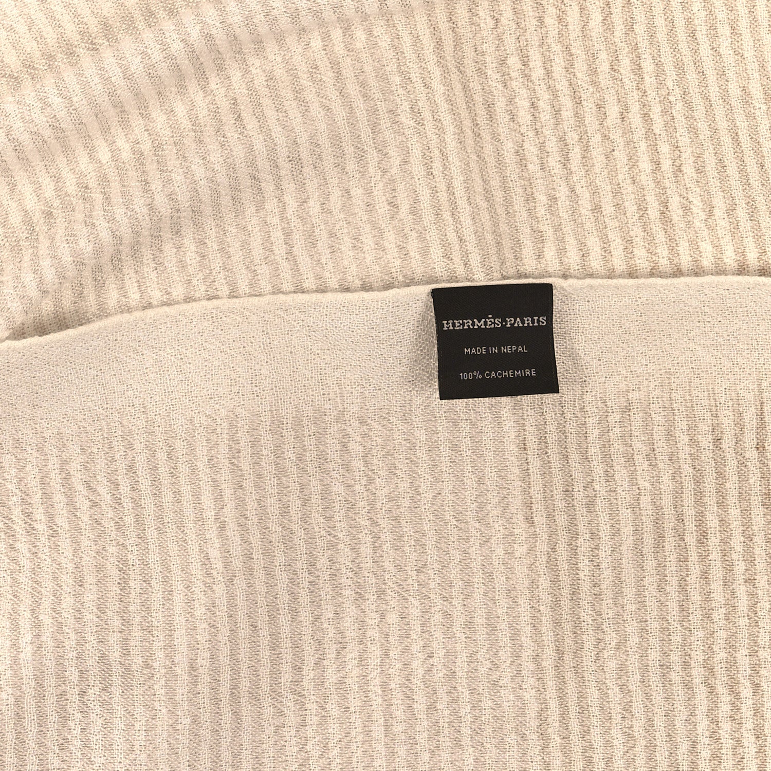 Hermes Cashmere Horizon Gradient Fringe Stole Ivory Gris 3 of 4