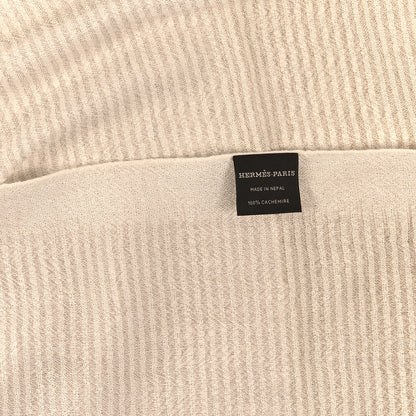 Hermes Cashmere Horizon Gradient Fringe Stole Ivory Gris 3 of 4