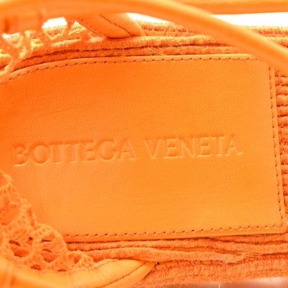 Bottega Veneta Mesh Lambskin Sporty Web Stretch Ankle Tie Espadrilles 39 Tangerine 7 of 14