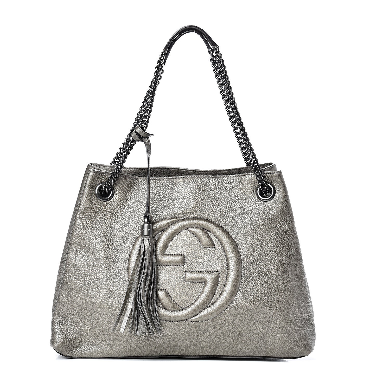Metallic Pebbled Calfskin Medium Soho Chain Shoulder Bag Sasso
