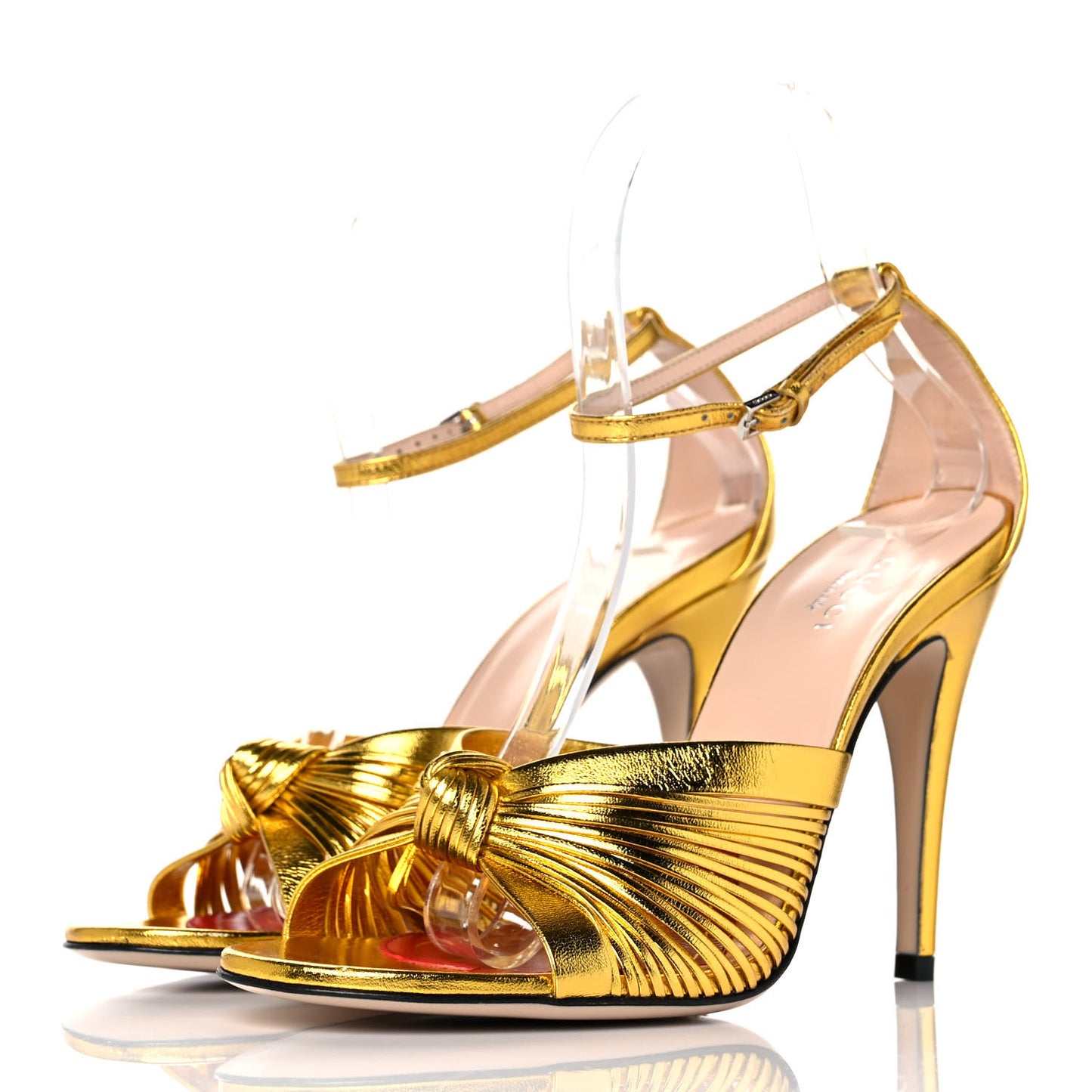 Metallic Nappa Crawford Knot Ankle Strap Sandals 37 Gold