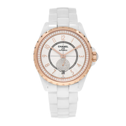 Chanel Stainless Steel 18K Beige Gold Ceramic Diamond 36.5mm J12 Automatic Watch White 1 of 4