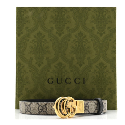 Gucci GG Supreme Monogram Plutone Calfskin Double G Reversible 30mm Belt 85 34 Beige Ebony Black 7 of 7