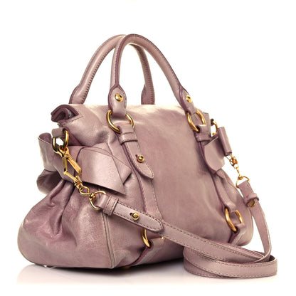 Miu Miu Vitello Lux Mini Bow Bag Mughetto 2 of 8