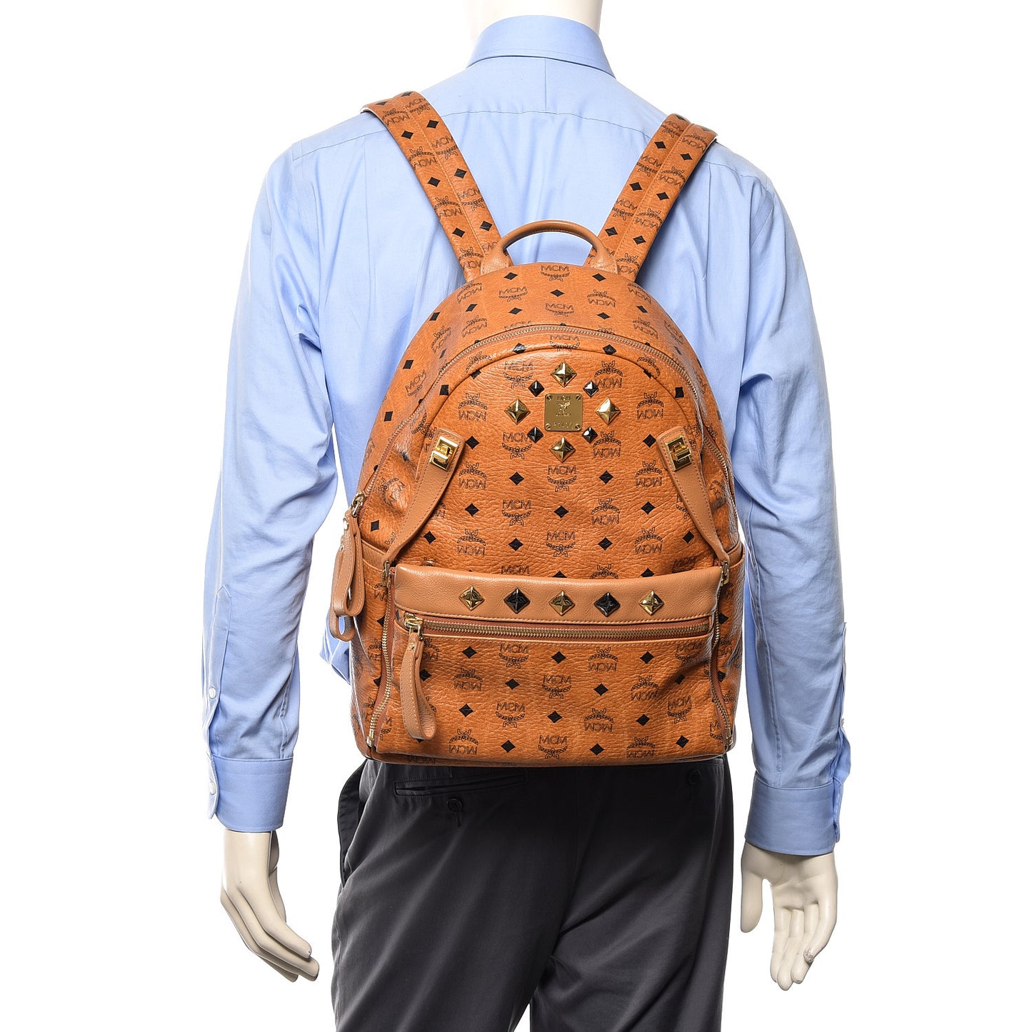 Visetos Studded Medium Dual Stark Backpack Cognac