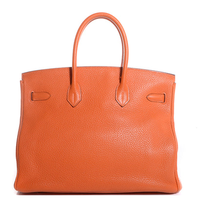 Hermes Taurillon Clemence Birkin 35 Orange 4 of 26