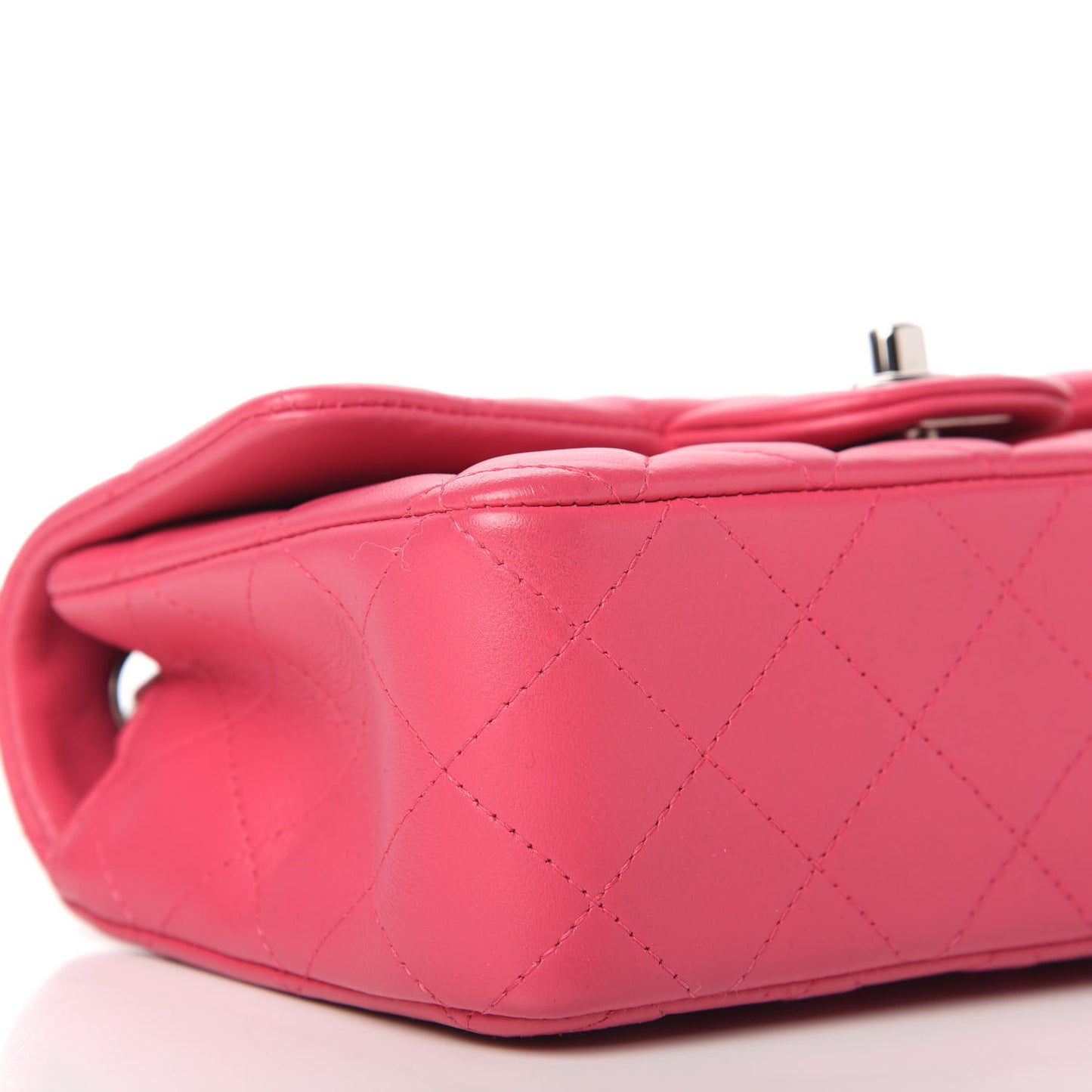Lambskin Quilted Mini Rectangular Flap Dark Pink