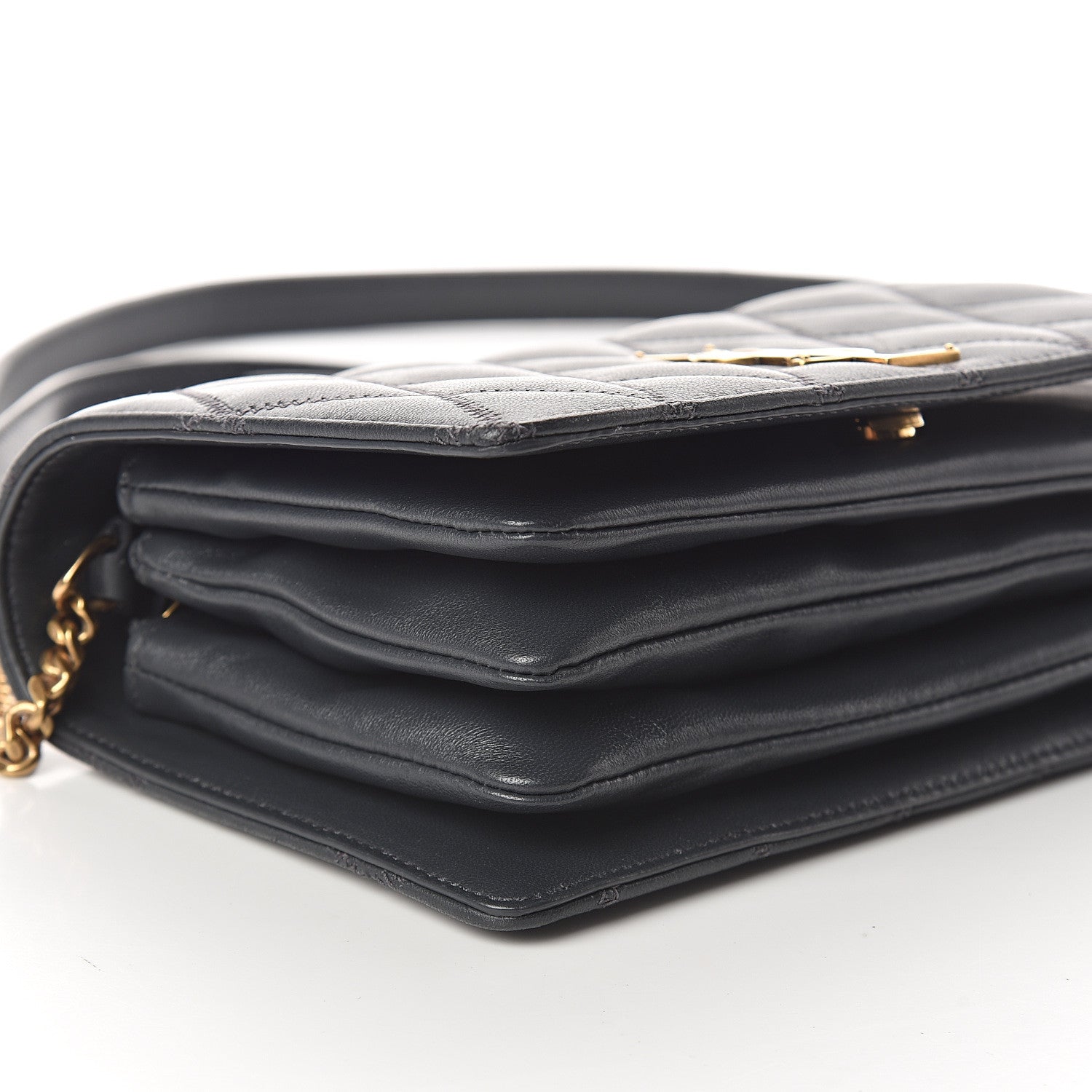 Saint Laurent Lambskin Diamond Quilted Monogram Angie Chain Bag Dark Smog 7 of 8