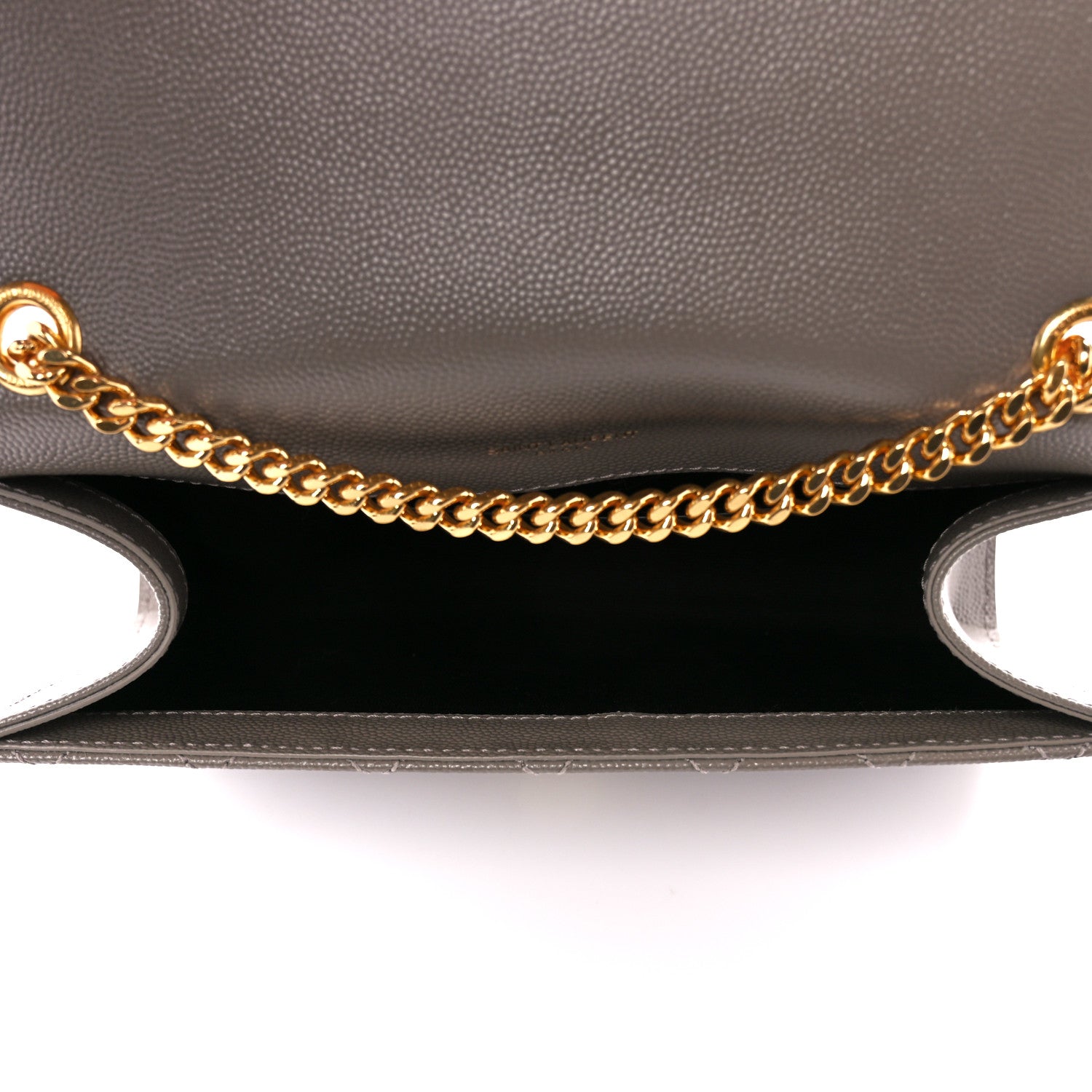 Saint Laurent Grain De Poudre Textured Mixed Matelasse Triquilt Small Monogram Satchel Greyish Brown 5 of 11