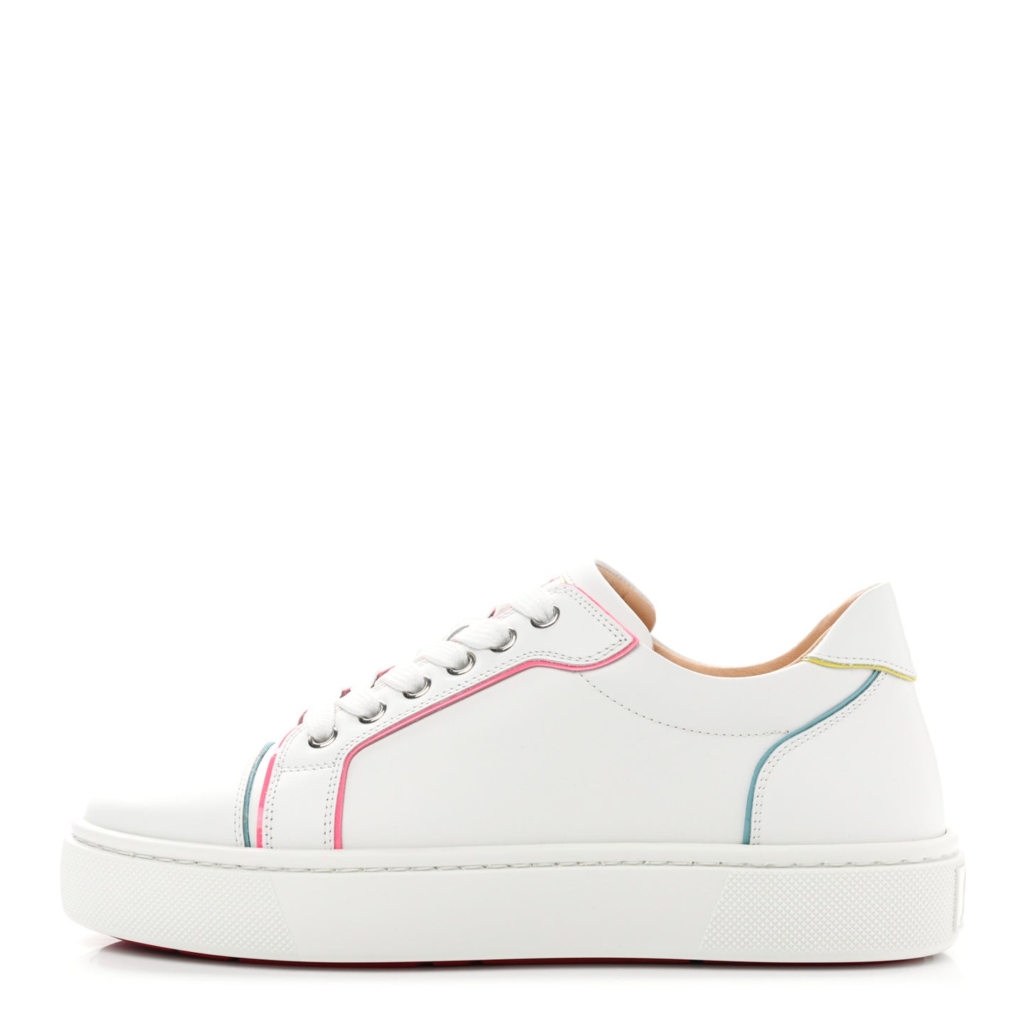 Calfskin Patent Vieirissima Flat Sneakers 38.5 White Multicolor