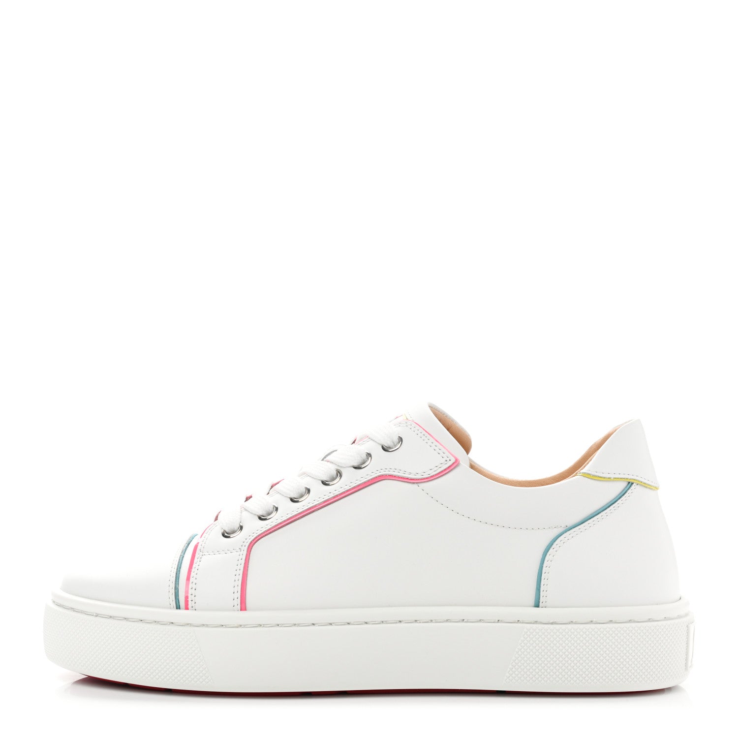 Christian Louboutin Calfskin Patent Vieirissima Flat Sneakers 38.5 White Multicolor 1 of 8