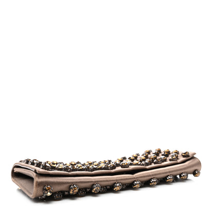 Gucci Satin Crystal Embellished Clutch Brown 4 of 7