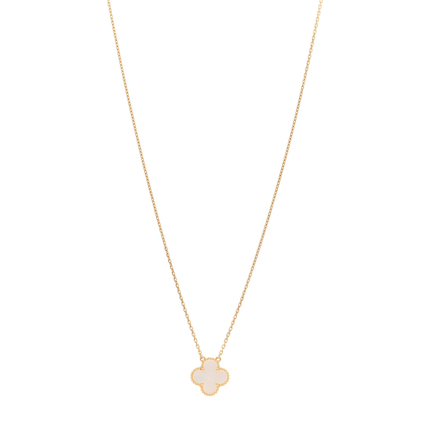 18K Yellow Gold Mother of Pearl Vintage Alhambra Pendant Necklace