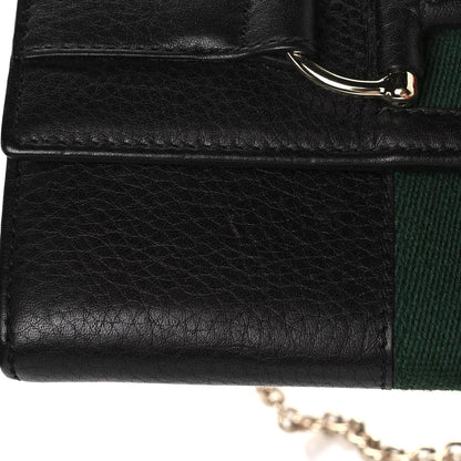 Gucci Calfskin Web Horsebit Chain Clutch Wallet Black 10 of 11
