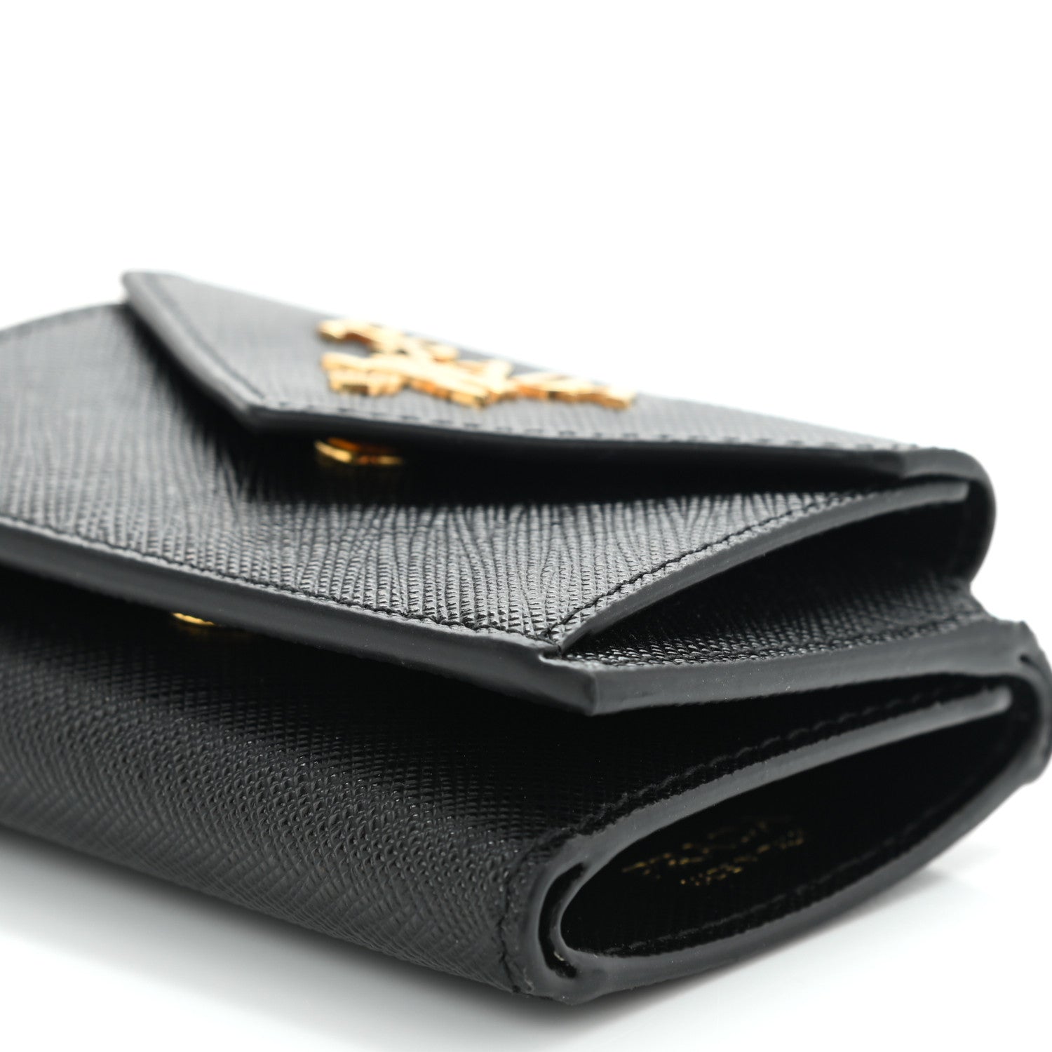 Prada Saffiano Metal Tri-Fold Envelope Card Holder Wallet Black 9 of 9
