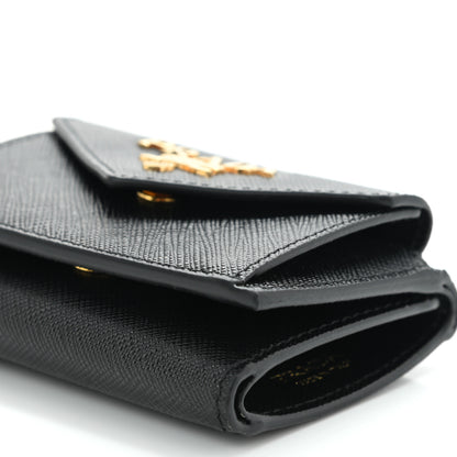Prada Saffiano Metal Tri-Fold Envelope Card Holder Wallet Black 9 of 9