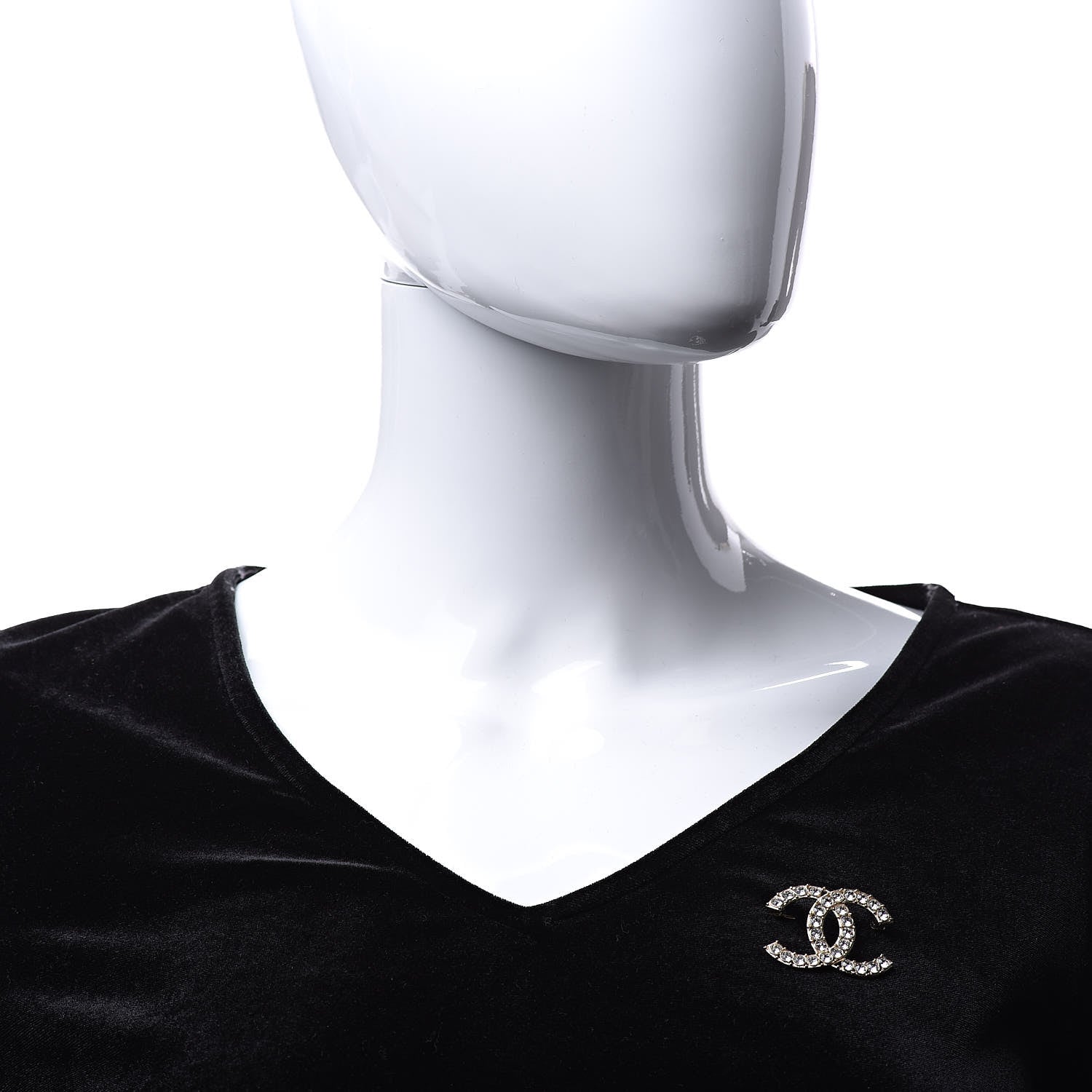 Chanel Crystal CC Brooch Gold 2 of 5