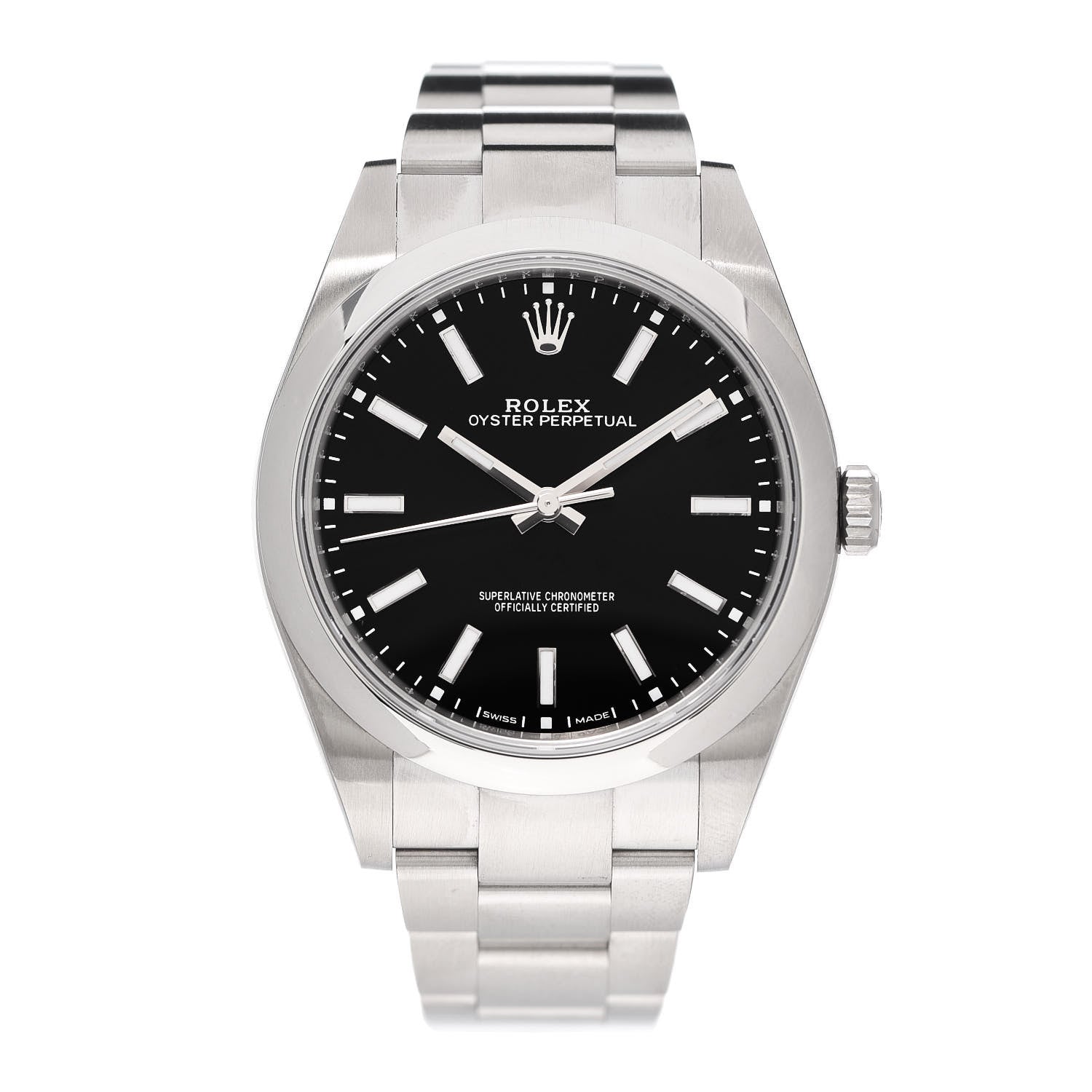 Rolex Stainless Steel 39mm Oyster Perpetual Watch Black 114300 1 of 7