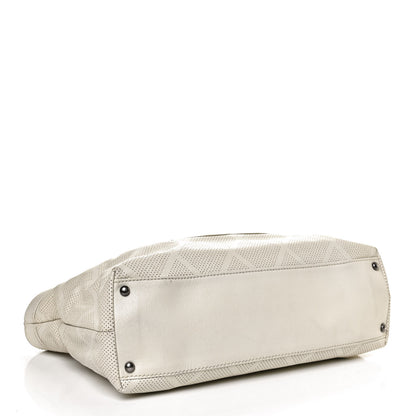 Chanel Goatskin Perforated Large CC Tote White 4 of 10