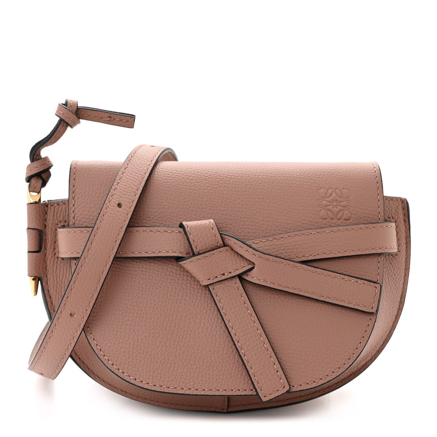 Grained Calfskin Mini Gate Crossbody Bag Dark Blush