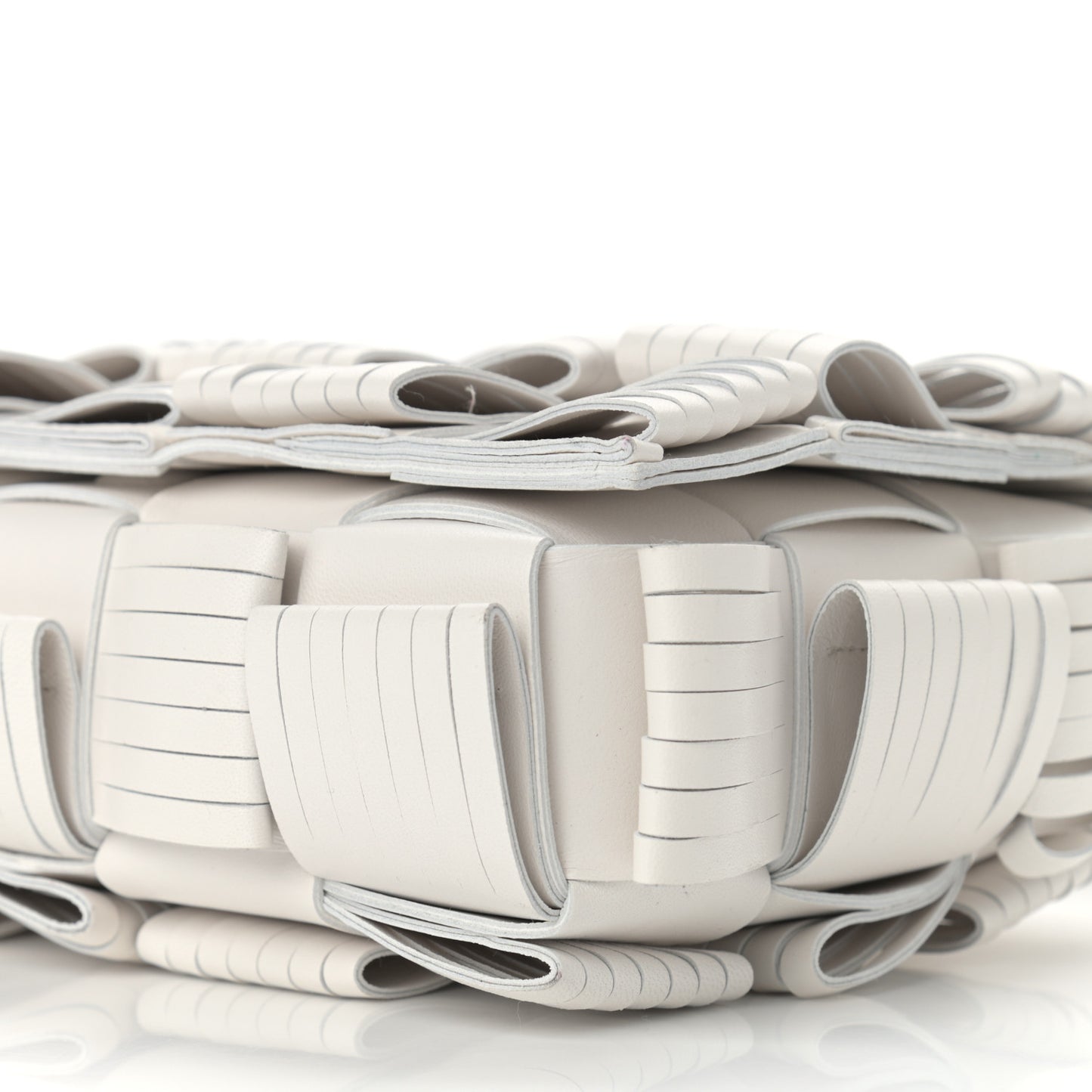 Nappa Maxi Intrecciato Fringed Cassette Crossbody Bag White