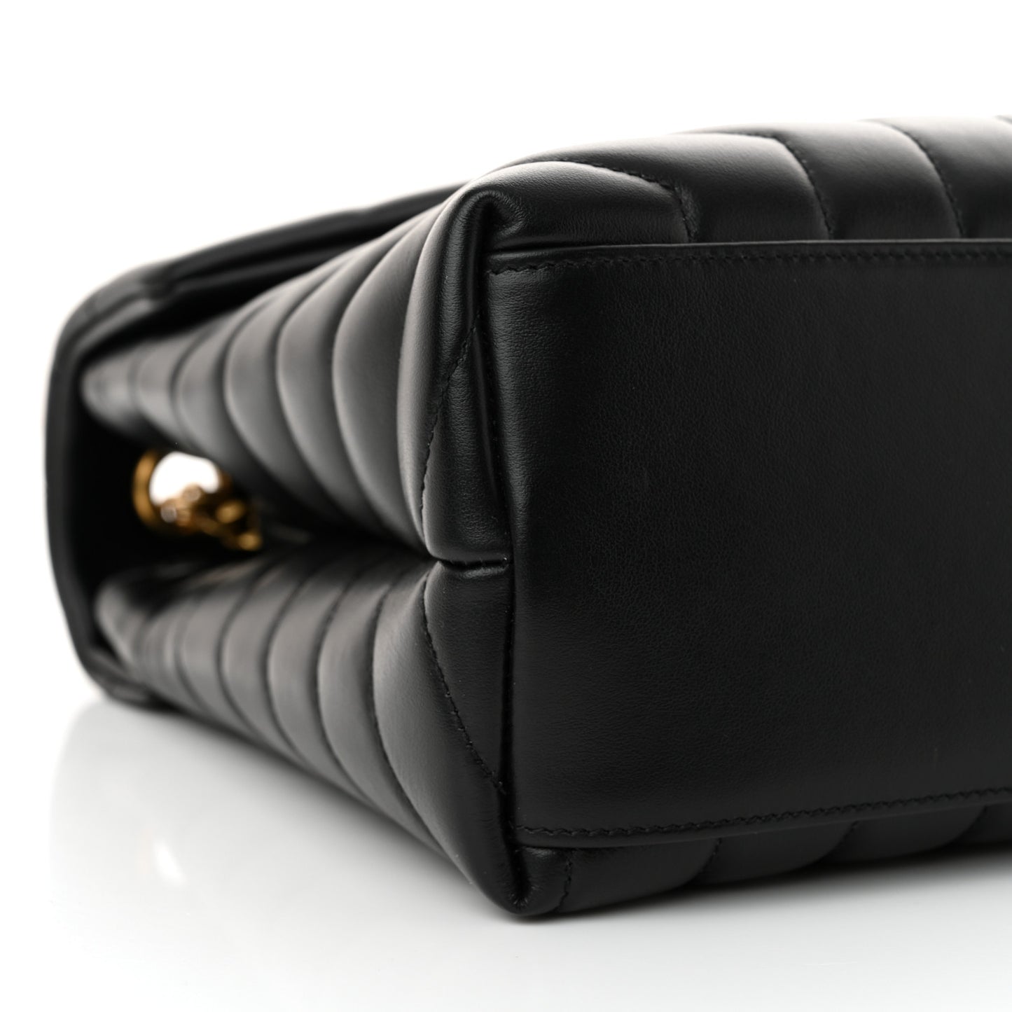 Calfskin Y Quilted Monogram Medium Loulou Chain Satchel Black