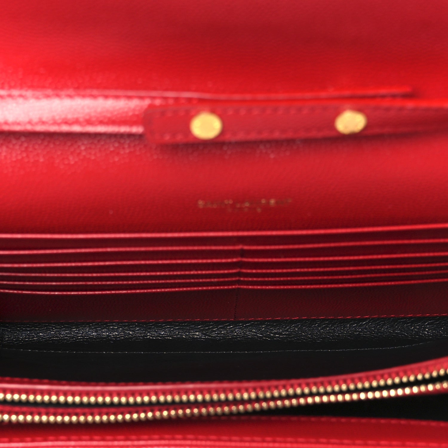 Saint Laurent Grain De Poudre Matelasse Chevron Monogram Chain Wallet Rouge Eros 5 of 10