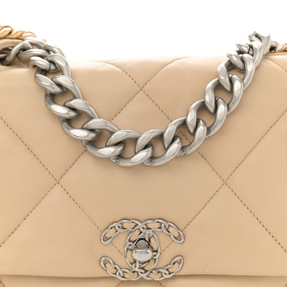Chanel Goatskin Quilted Large Chanel 19 Flap Light Beige 8 of 12