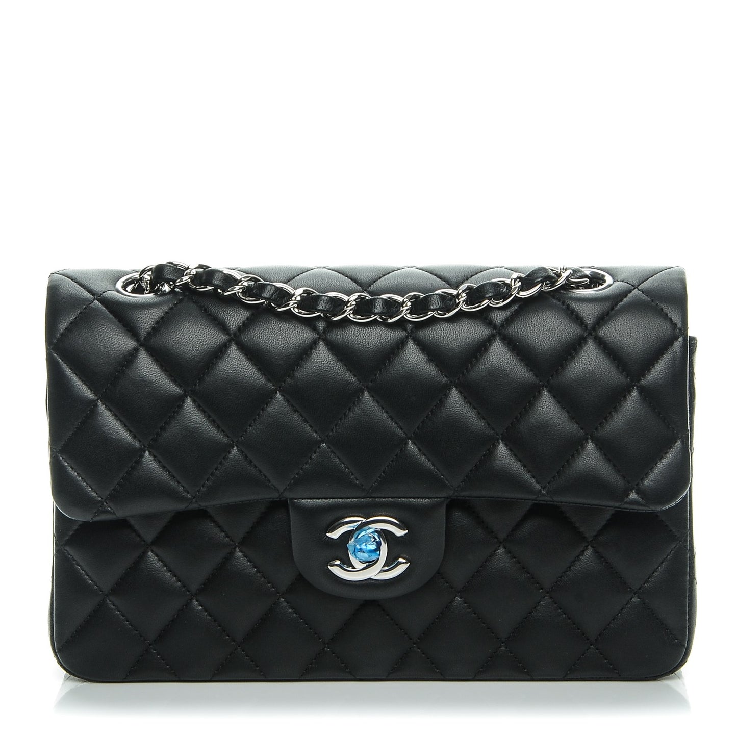 Lambskin Quilted Small Double Flap Black