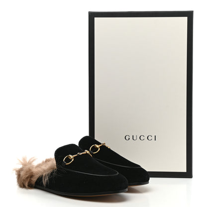 Gucci Velvet Fur Womens Princetown Slippers 35.5 Black 8 of 8