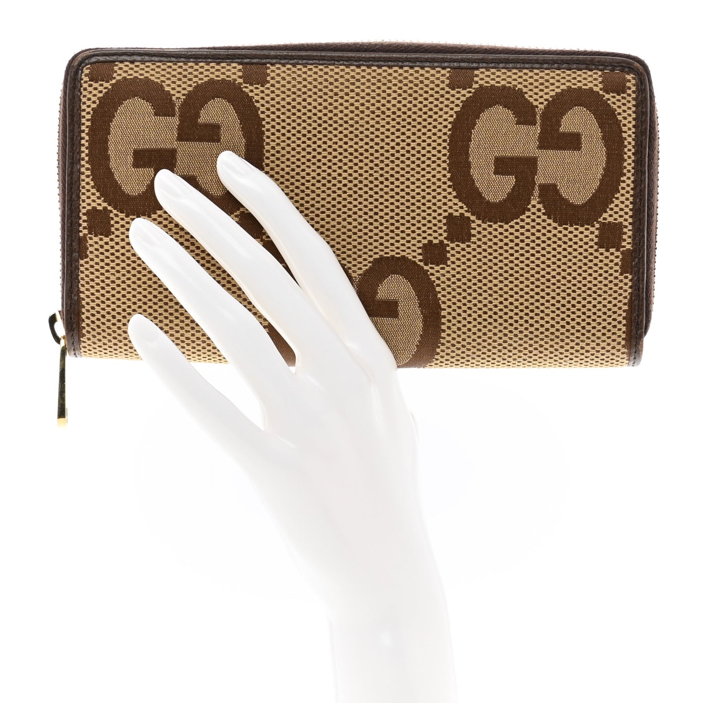Monogram Jumbo GG Zip Around Wallet Camel Ebony
