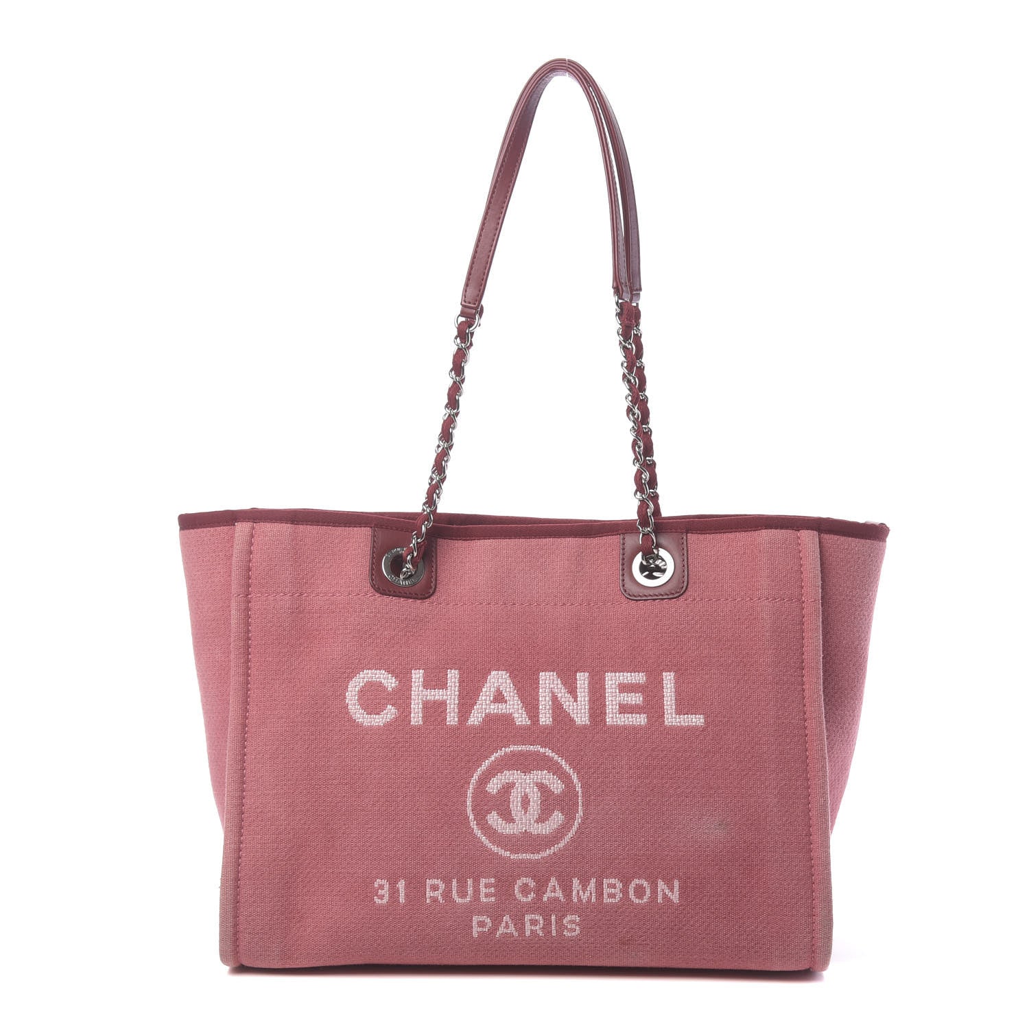 Chanel Canvas Small Deauville Tote Red 1 of 12