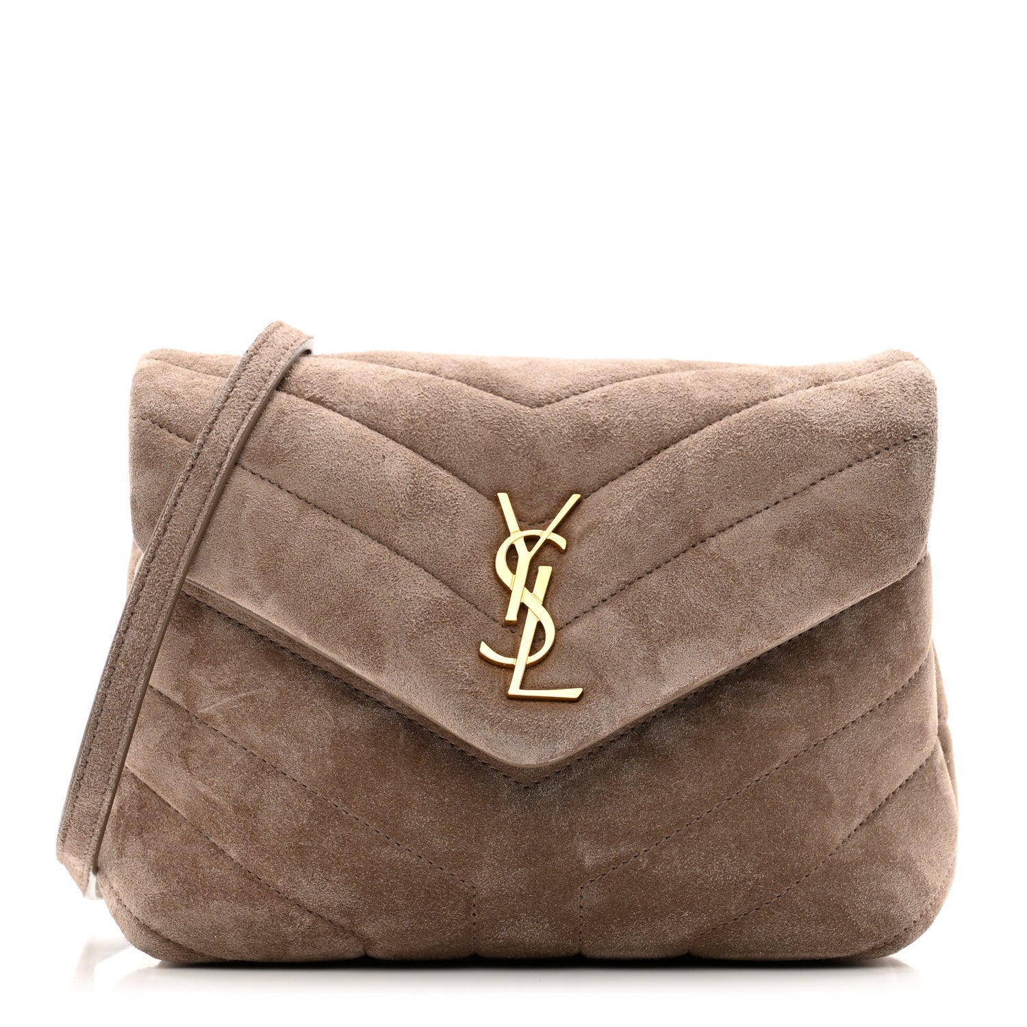 Saint Laurent Suede Toy Loulou Shoulder Bag Taupe 1 of 11