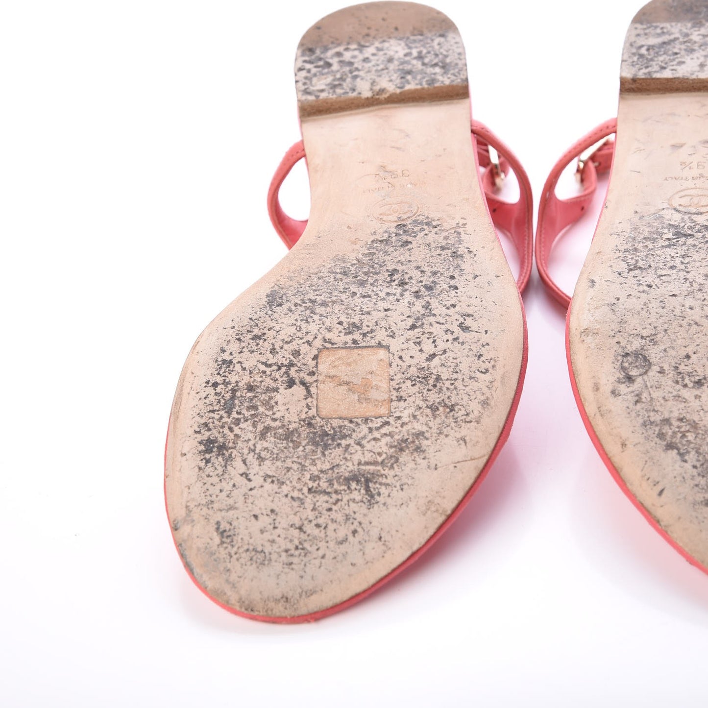 Lambskin Chain CC Thong Sandals 39.5 Pink