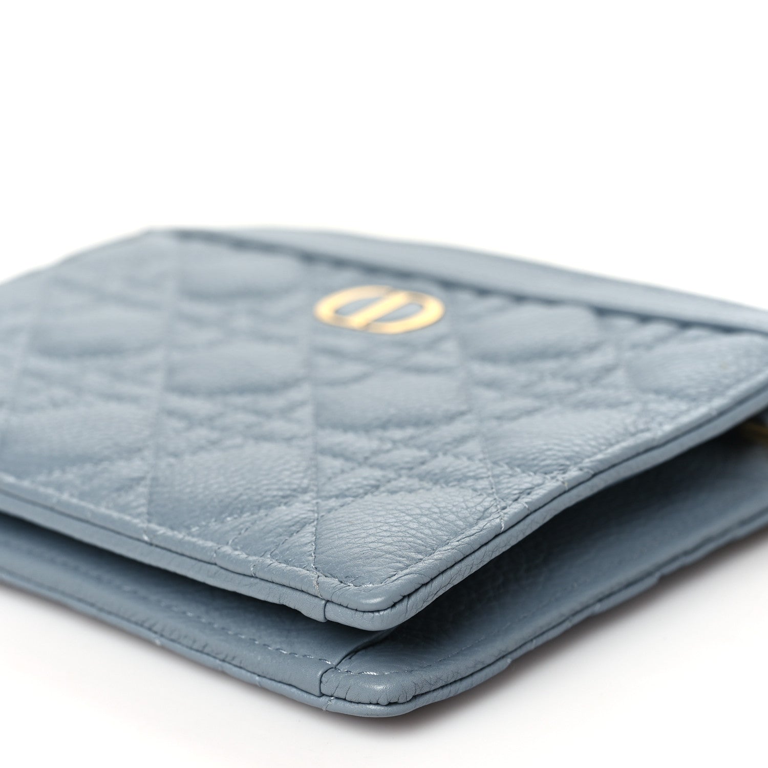 Christian Dior Calfskin Cannage Caro Zipped Pouch With Chain Cloud Blue 10 of 10