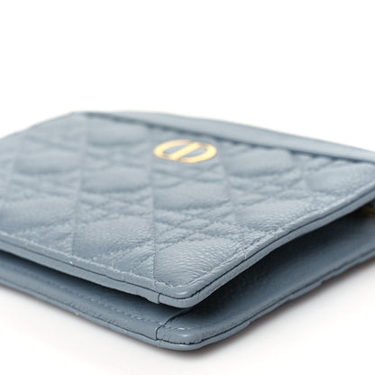 Christian Dior Calfskin Cannage Caro Zipped Pouch With Chain Cloud Blue 10 of 10