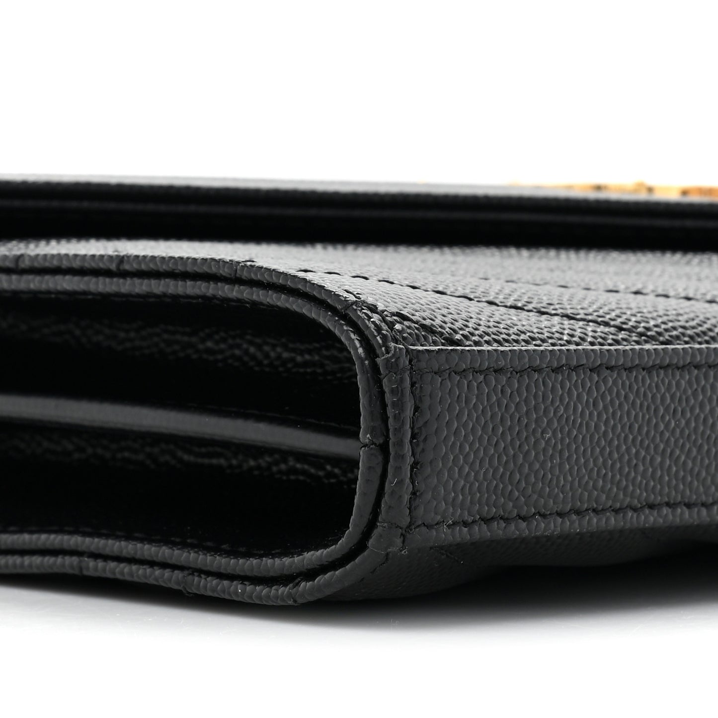 Grain De Poudre Matelasse Chevron Monogram Chain Wallet Black