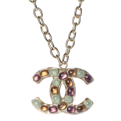 Chanel Resin CC Necklace Gold Multicolor 1 of 5