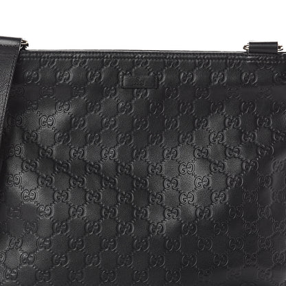 Gucci Guccissima Medium Flat Messenger Bag Black 5 of 7