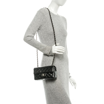 Chanel Striated Patent Quilted Mini Rectangular Flap Dark Grey 2 of 8