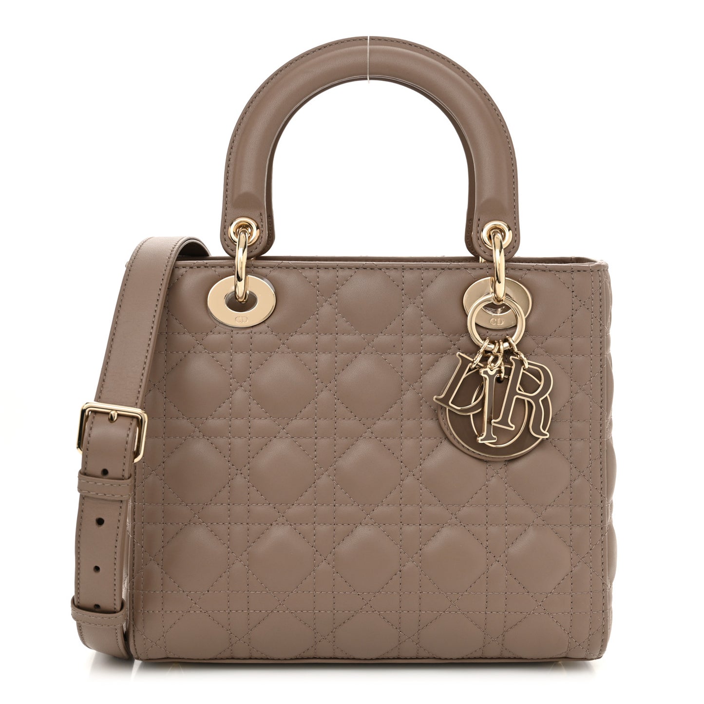 Lambskin Cannage Medium Lady Dior Warm Taupe