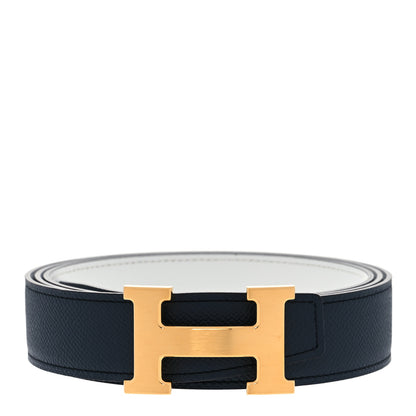 Hermes Epsom 32mm H Belt 120 Bleu Indigo White 1 of 6
