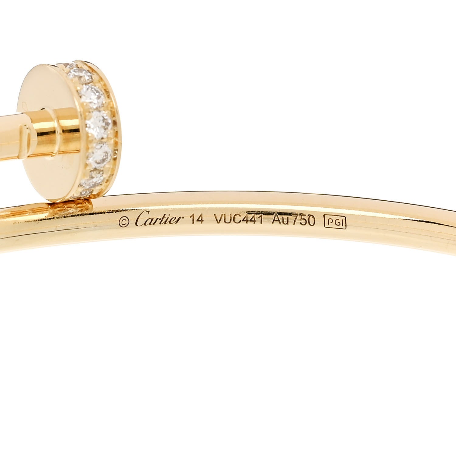 Cartier 18K Yellow Gold Diamond Small Juste Un Clou Bracelet 14 4 of 5