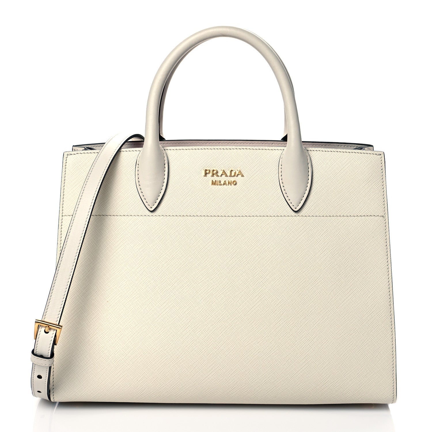 Prada Saffiano City Calfskin Medium Bibliothèque Top Handle Bianco Begon 1 of 11