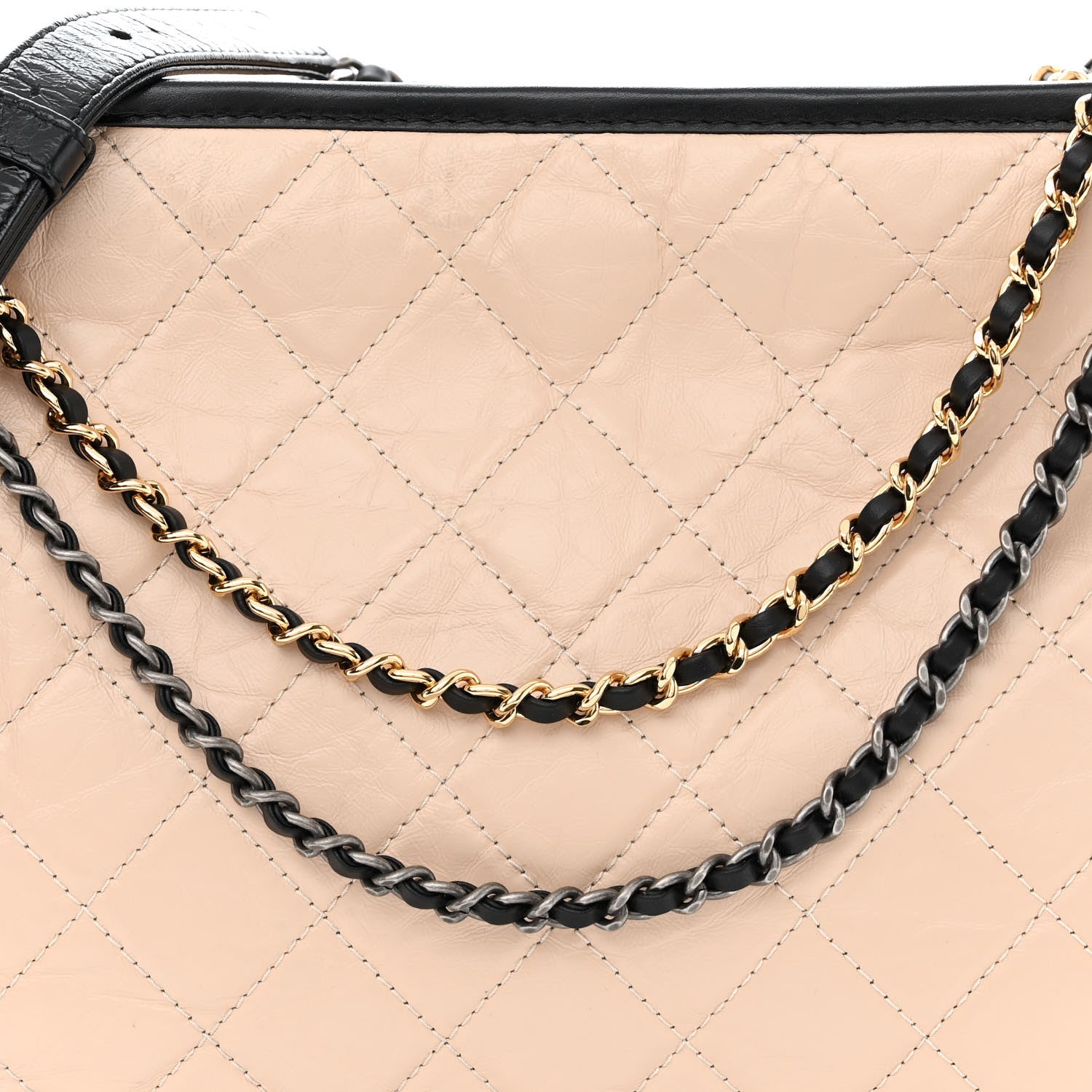 Chanel Aged Calfskin Quilted Large Gabrielle Hobo Beige Black 8 of 10