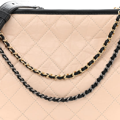 Chanel Aged Calfskin Quilted Large Gabrielle Hobo Beige Black 8 of 10