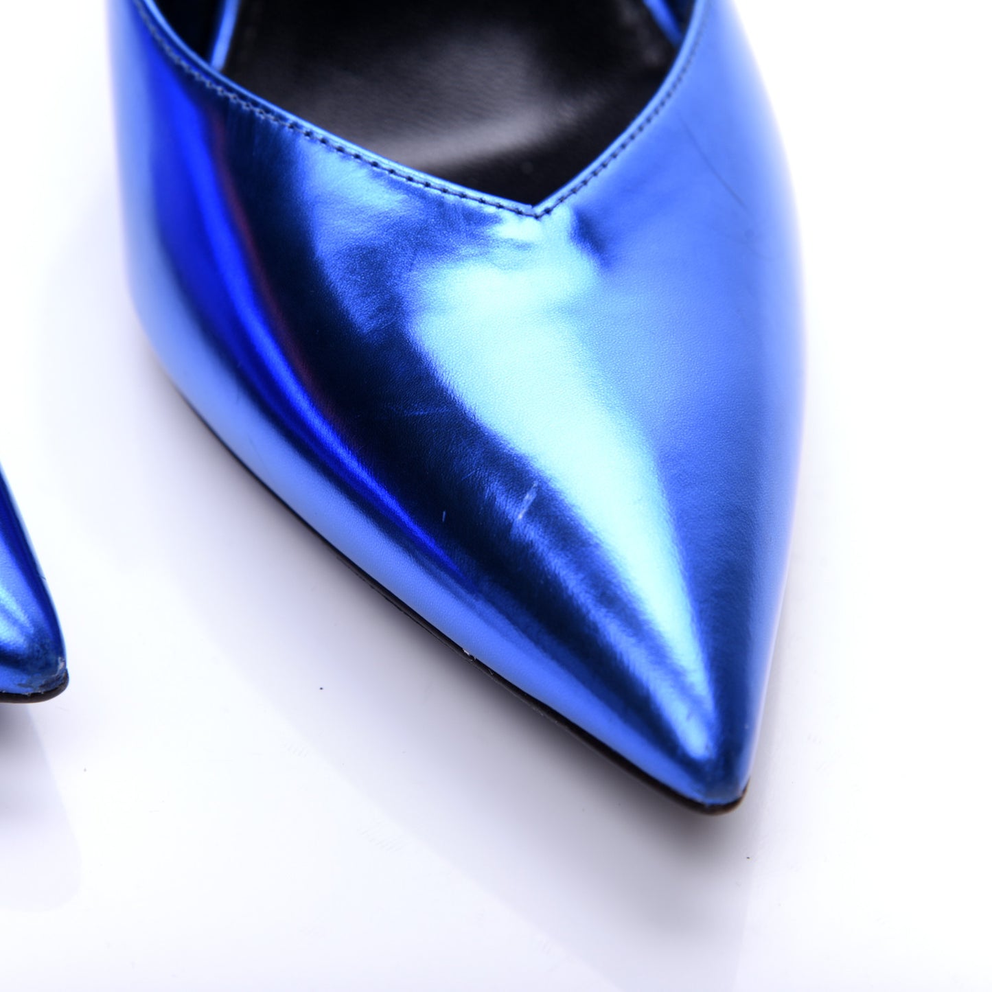 Metallic Calfskin Kiki 85 Pumps 37 Blue